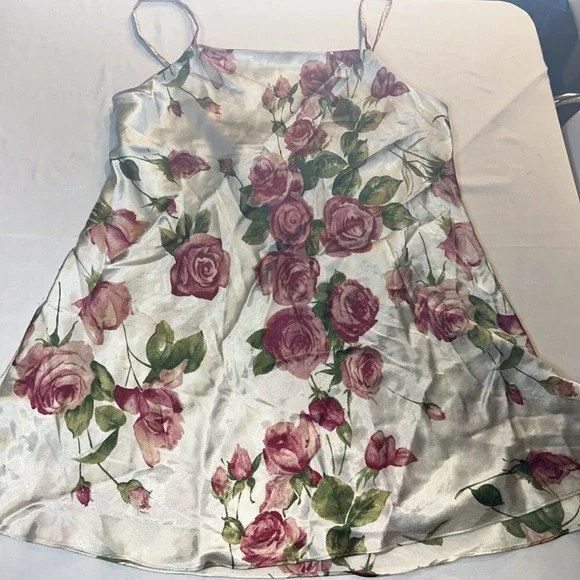 Oscar de la Renta Pink Label Romantic Satin Nightgown Negligee Flare Pink Sz XL - Picture 6 of 8